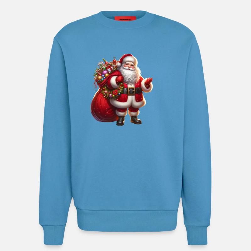 Weihnachtsmann mit Geschenksäckchen - Sweatshirt - made by SPREAD  -  Sol Blue