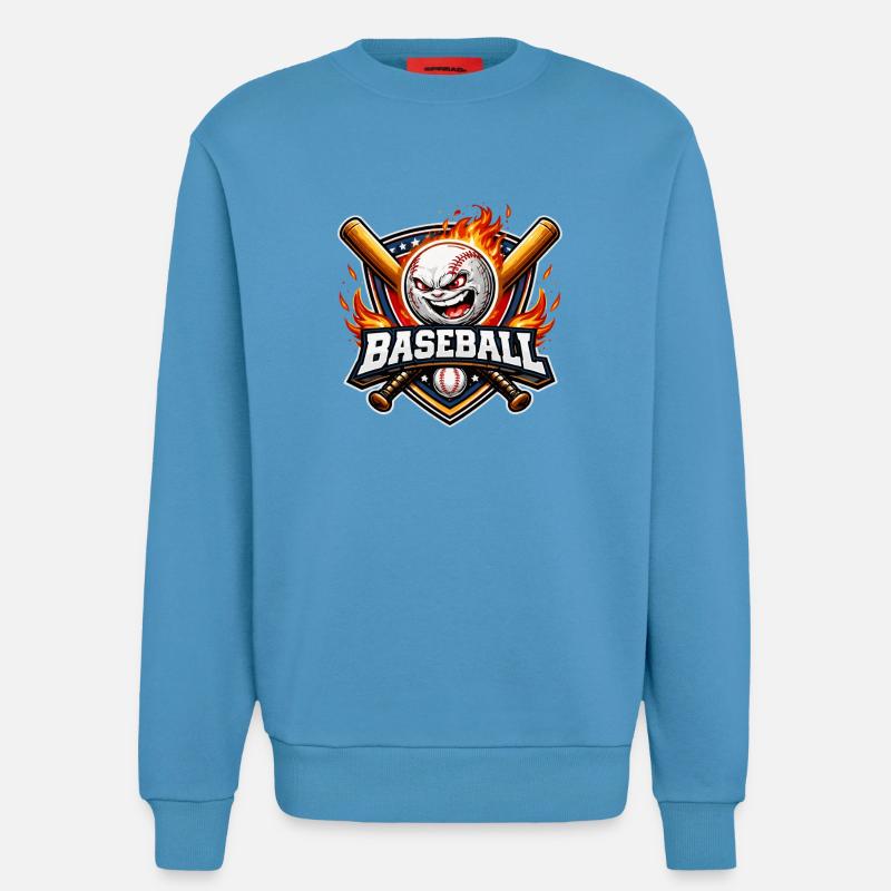 Flammendes Baseball-Maskottchen - Sweatshirt - made by SPREAD  -  Sol Blue