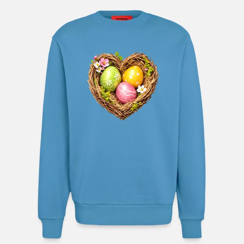 Herzförmiges Osternest mit Eiern - Sweatshirt - made by SPREAD  -  Sol Blue