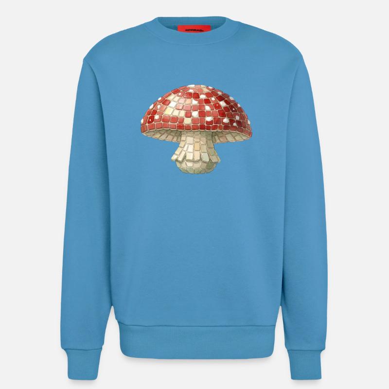 Toadstool Mosaic - Retro Forest for Mushroom Pickers - Sweatshirt - made by SPREAD  -  Sol Blue