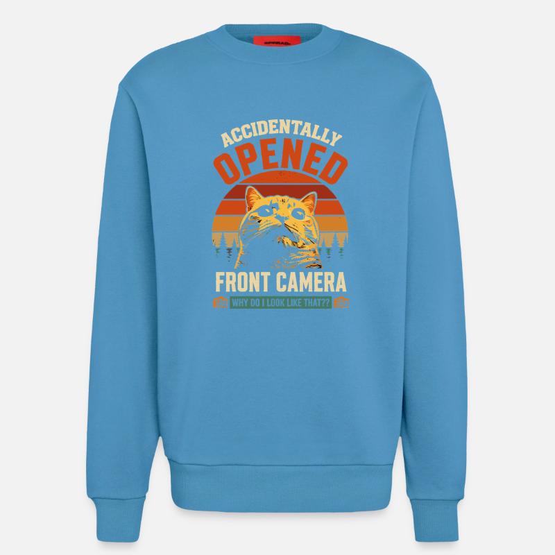 Front camera accidentally open cat - Sweatshirt - made by SPREAD - Sol Blue