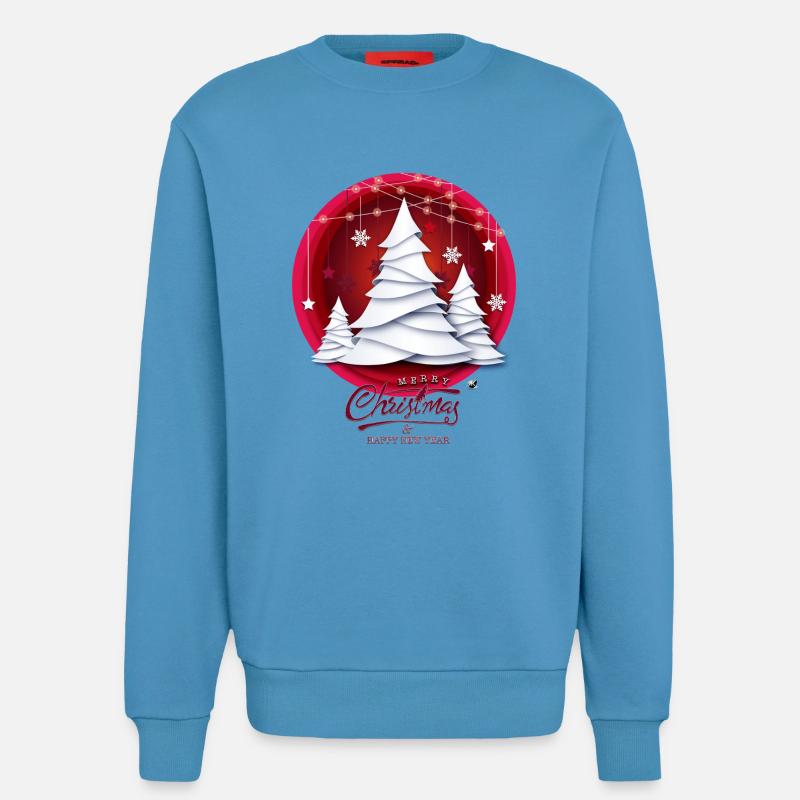 Rotes Weihnachtskugel mit weissen Tannenbäume - Sweatshirt - made by SPREAD  -  Sol Blue