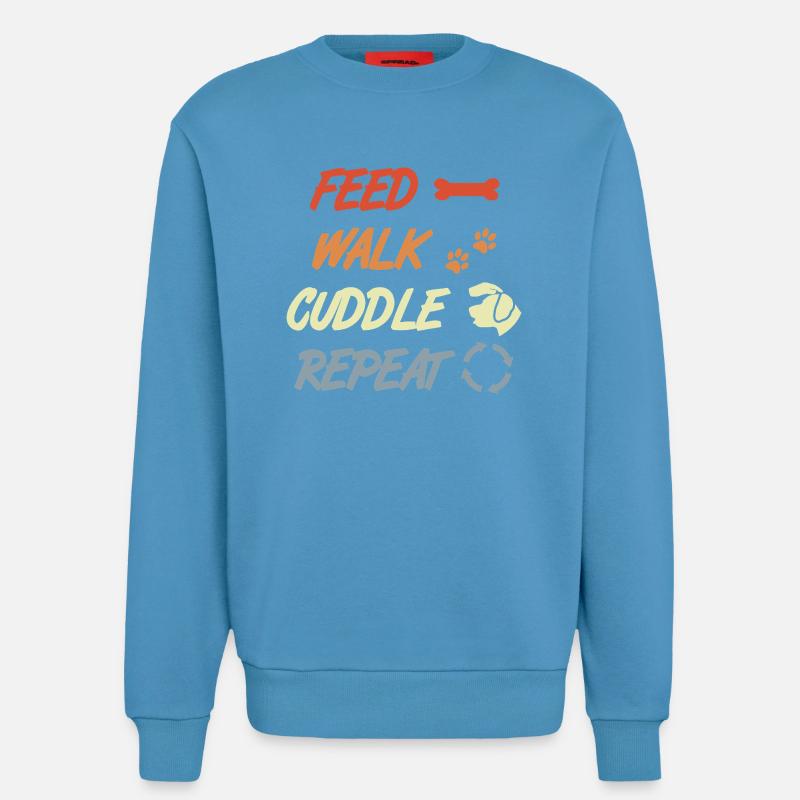 Feed Walk Cuddle Repeat – Hundeliebe - Sweatshirt - made by SPREAD - Sol Blue