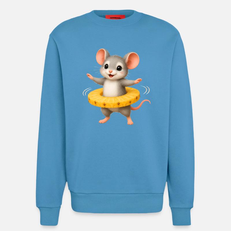 Fröhliche Maus mit Ananas Ring  - Sweatshirt - made by SPREAD  -  Sol Blue