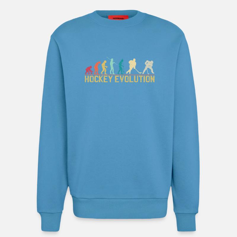 Conception de la silhouette Hockey Evolution - Sweat bio décontracté fabriqué en UE - Sol Blue