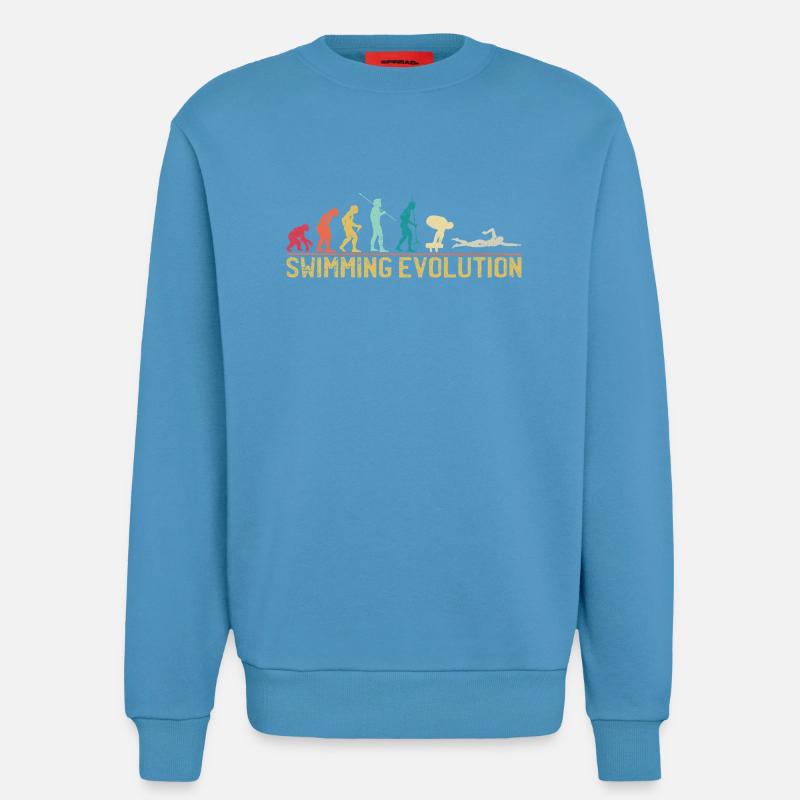 Illustration de l'évolution de la natation - Sweat bio décontracté fabriqué en UE - Sol Blue