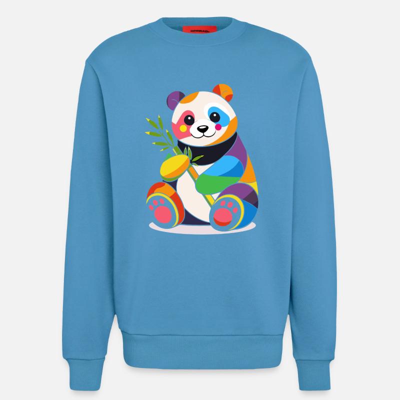 Panda coloré avec du bambou – Design joyeux - Sweat bio décontracté fabriqué en UE - Sol Blue