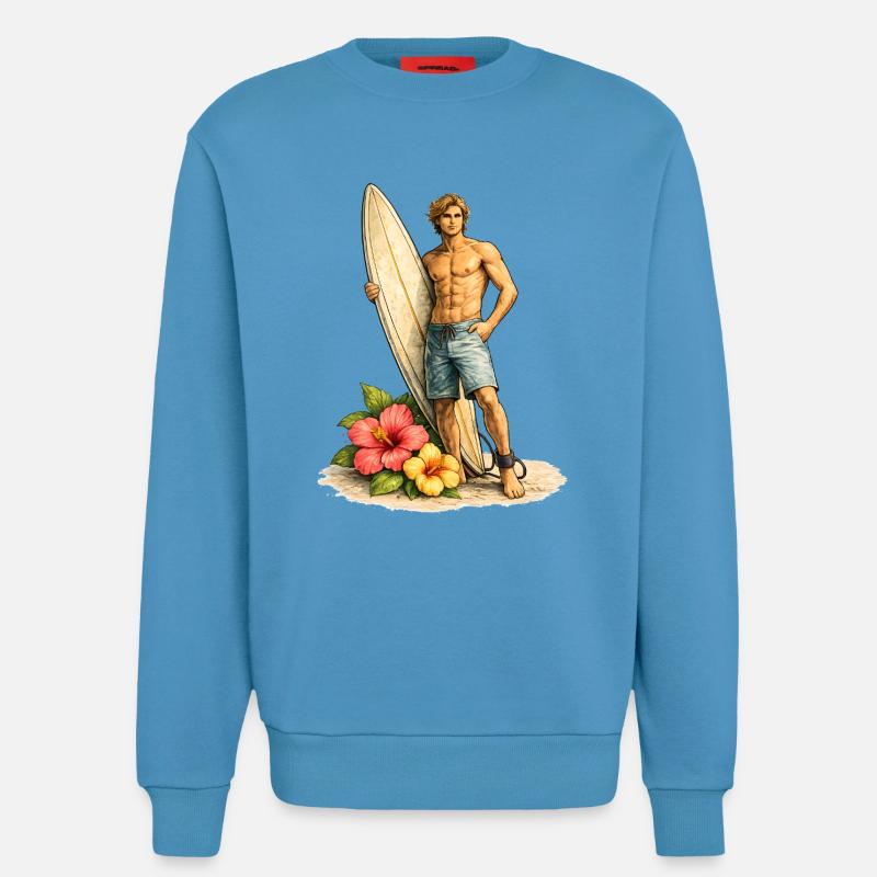 Surfer mit Board am tropischen Strand - Sweatshirt - made by SPREAD - Sol Blue