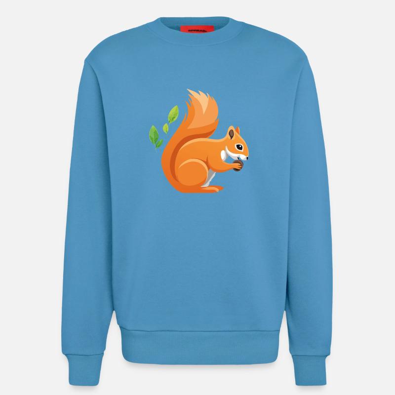 Verspielter Eichhörnchen-Print mit Blättern - Sweatshirt - made by SPREAD  -  Sol Blue