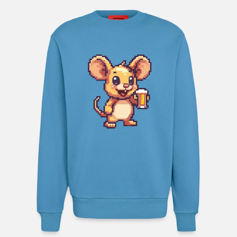 Mouse Beer Pixel - Sweatshirt - made by SPREAD - Sol Blue