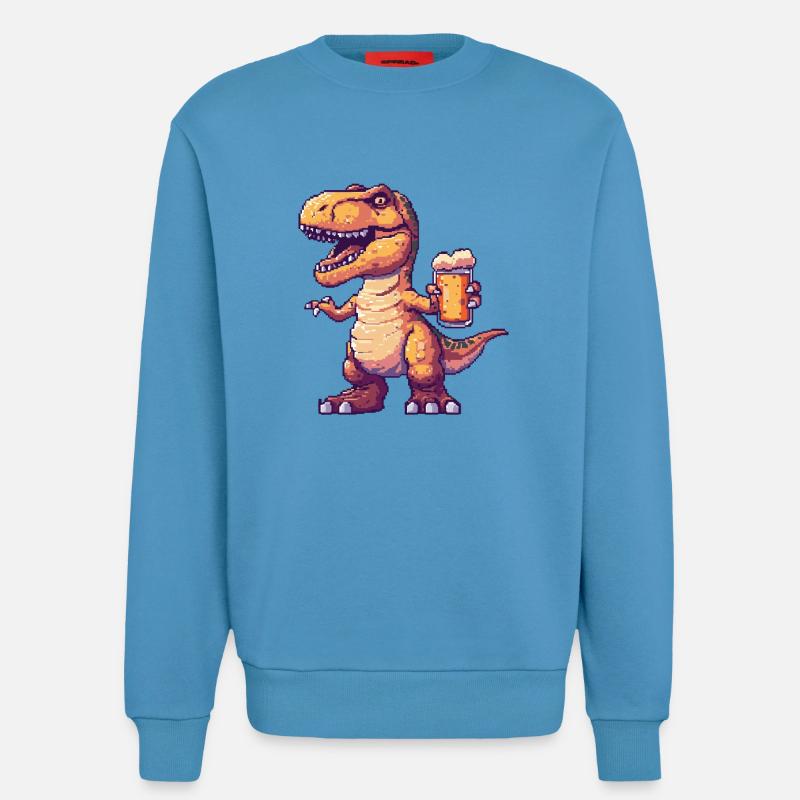 Dinosaurier T-Rex Bier Pixel - Sweatshirt - made by SPREAD  -  Sol Blue