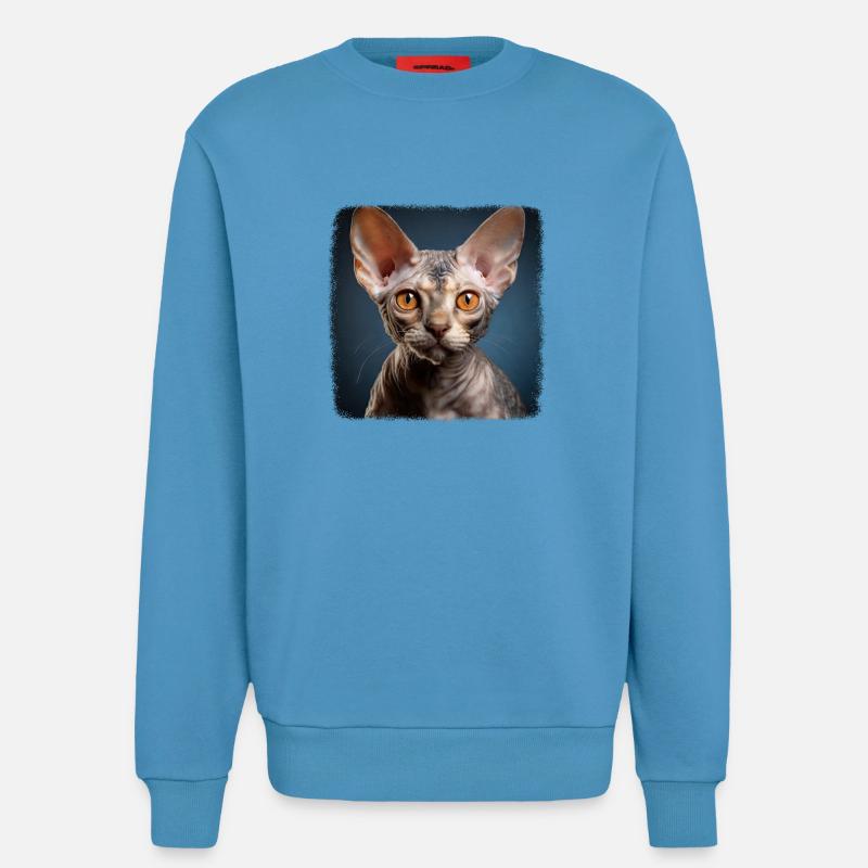 Devon Rex killing Devon Rex kat - Organic relaxed trøje med crewneck made in EU -  Sol Blue