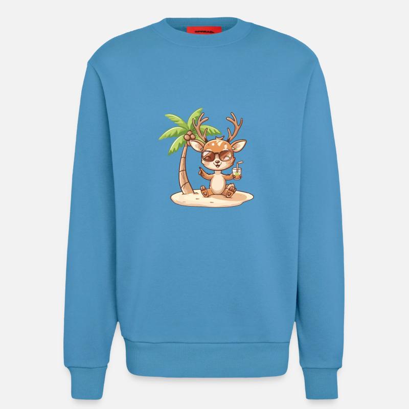 Hirsch Sommer Strand Comic - Sweatshirt - made by SPREAD - Sol Blue