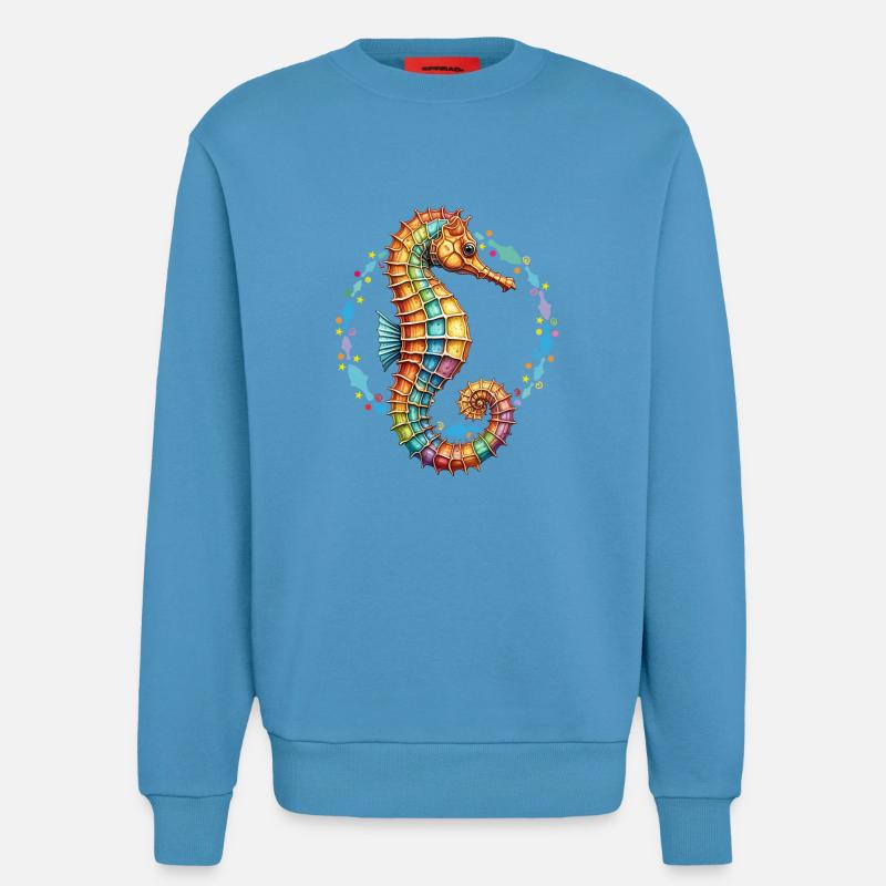 Hübsches dekoratives Seepferdchen - Sweatshirt - made by SPREAD  -  Sol Blue