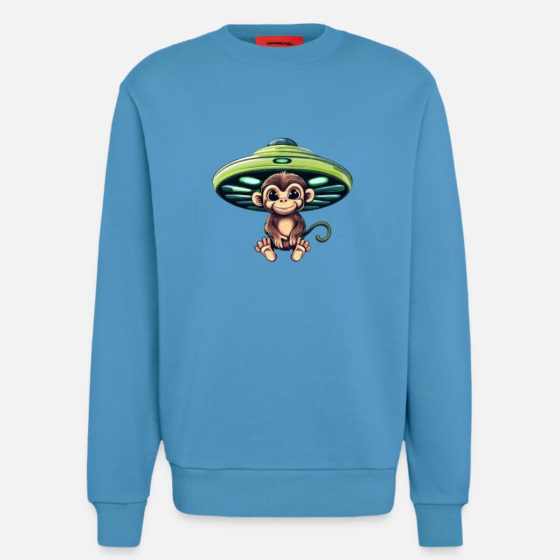 Alien-UFO und sitzender Schimpanse - Sweatshirt - made by SPREAD  -  Sol Blue