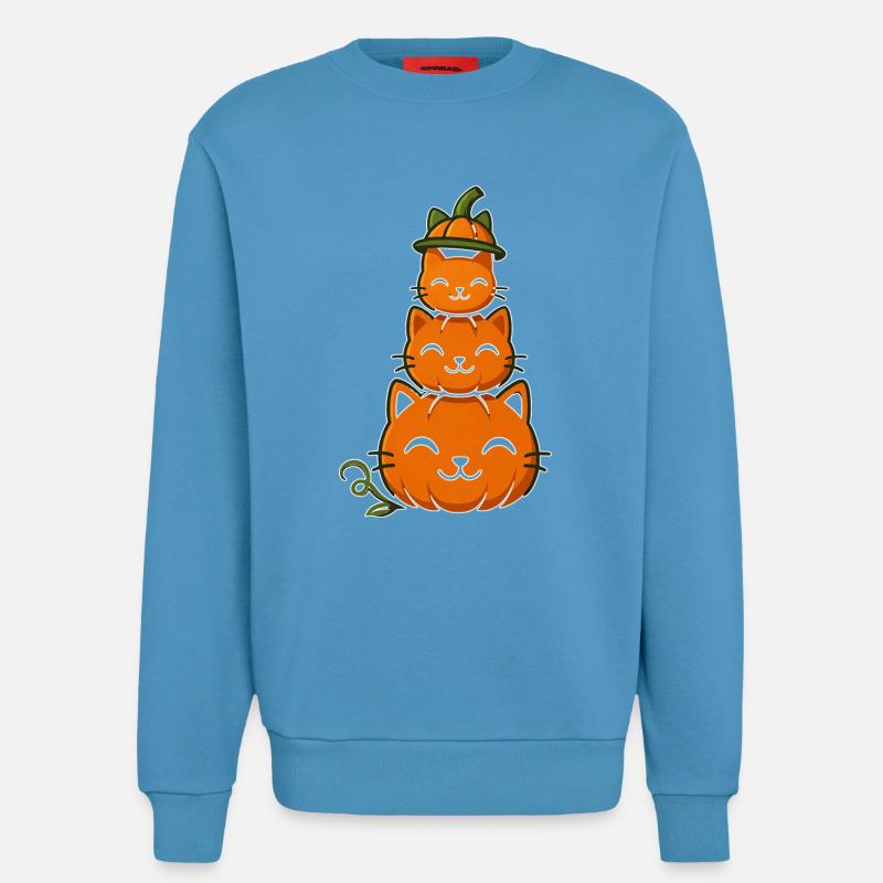 Happy Pumpkin Cat Stack - Sweat bio décontracté fabriqué en UE -  Sol Blue