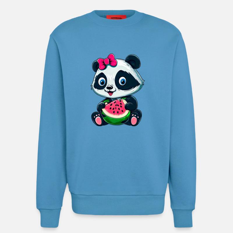 Süßes Panda-Mädchen mit Wassermelone - Sweatshirt - made by SPREAD  -  Sol Blue