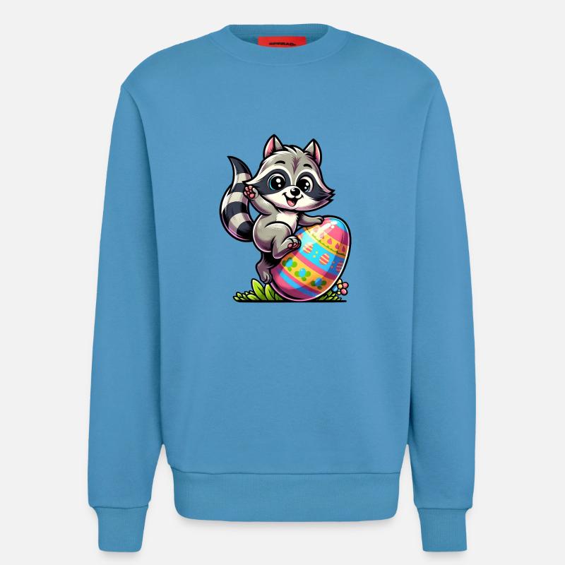 Easter Raccoon Easter Egg - Sweatshirt - made by SPREAD  -  Sol Blue
