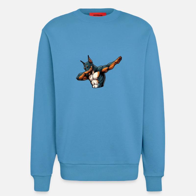 Cooler Dobermann Dabbing Comic - Sweatshirt - made by SPREAD  -  Sol Blue