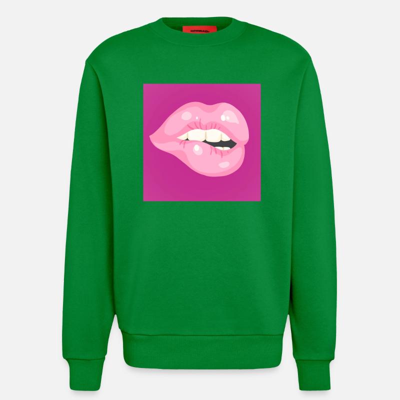 Glänzender pinker Lippenbiss auf Magenta - Sweatshirt - made by SPREAD  - City Green