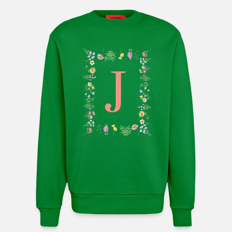 Florale Initialen "J ", Buchstaben Monogramm  - Sweatshirt - made by SPREAD  - City Green