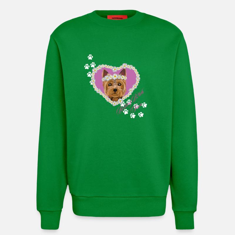 Ruhender Tch-Face Yorksire Terrier - Sweatshirt - made by SPREAD  - City Green