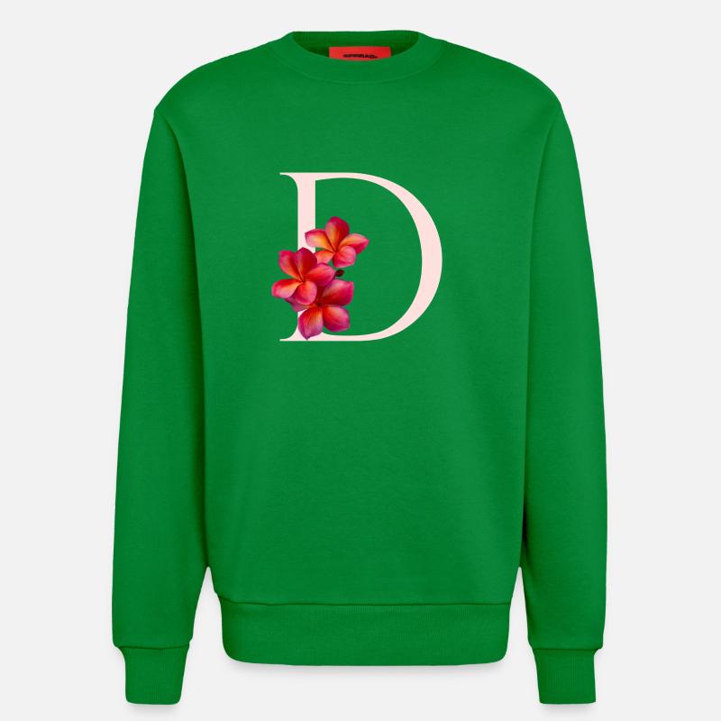 D Monogramm mit Frangipani - Sweatshirt - made by SPREAD  - City Green