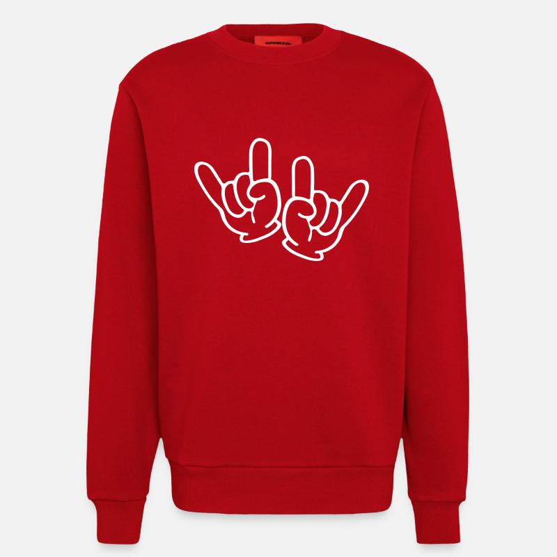 Main de roche 2 - Sweat bio décontracté fabriqué en UE - rouge