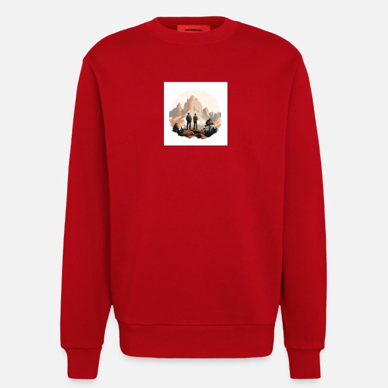 Wanderer vor Alpenlandschaft - Sweatshirt - made by SPREAD  - Rot