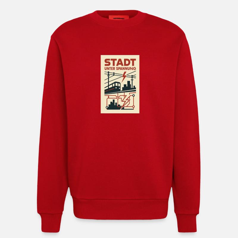 Stadt unter Spannung U Bahn Blitz Strom Metropole - Sweatshirt - made by SPREAD - Rot