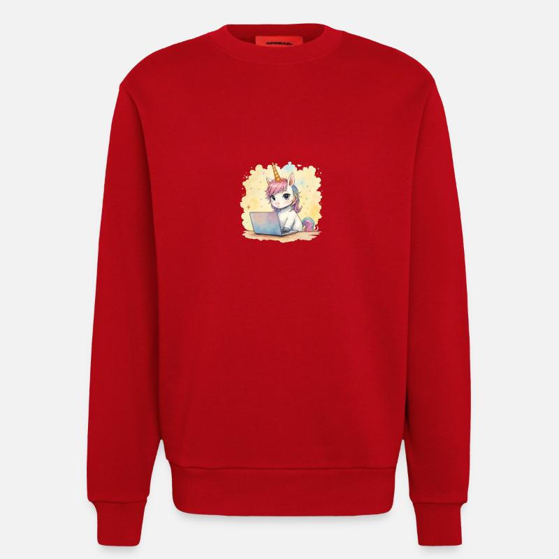 programmierendes Einhorn - Sweatshirt - made by SPREAD  - Rot