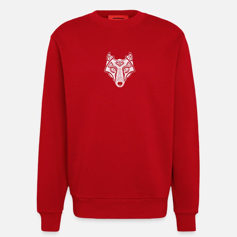 Wikingerwolf Fenrir valhalla weiß - Sweatshirt - made by SPREAD  - Rot