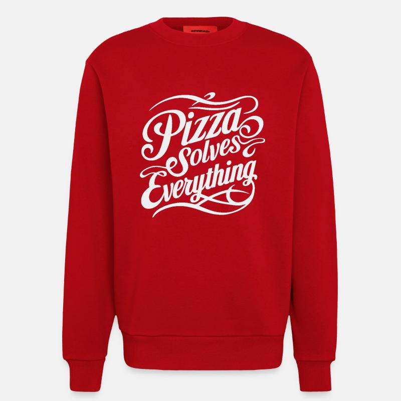 Pizza solves everything - Sweatshirt - made by SPREAD  - red