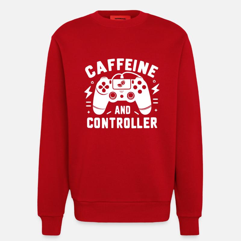 Caffeine and Controller - Sweatshirt - made by SPREAD  - red