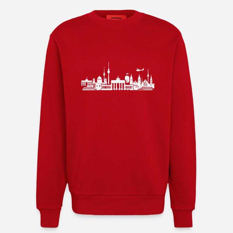 Horizon de Berlin - Sweat bio décontracté fabriqué en UE - rouge