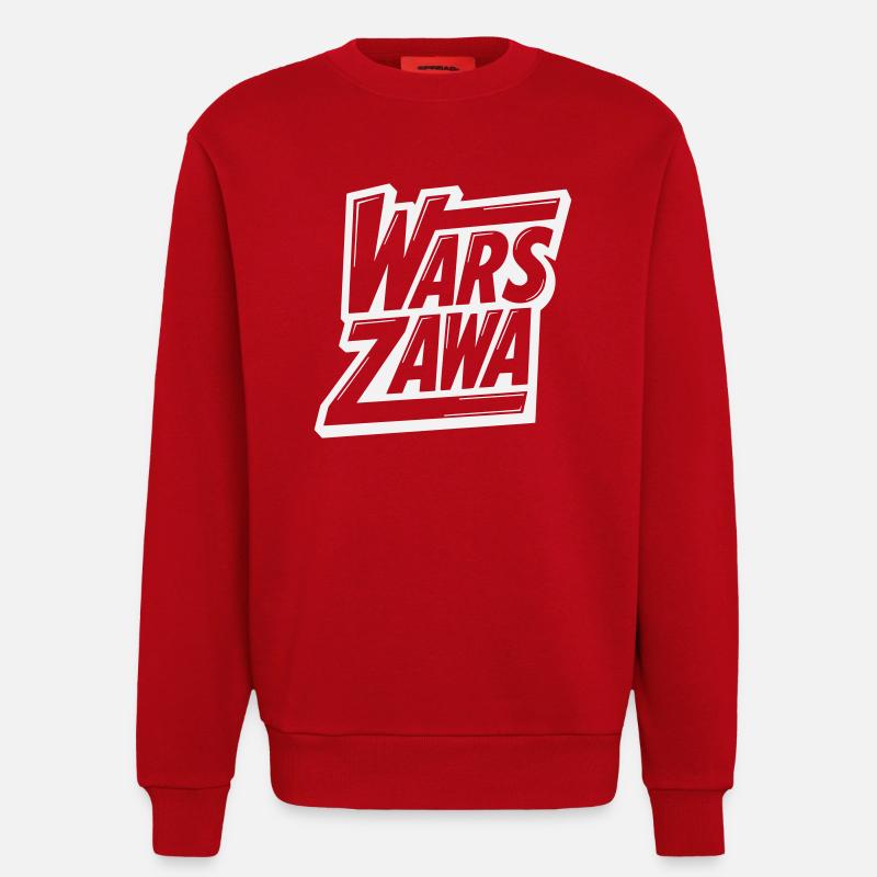 Varsovie, logo de Varsovie - Sweat bio décontracté fabriqué en UE - rouge