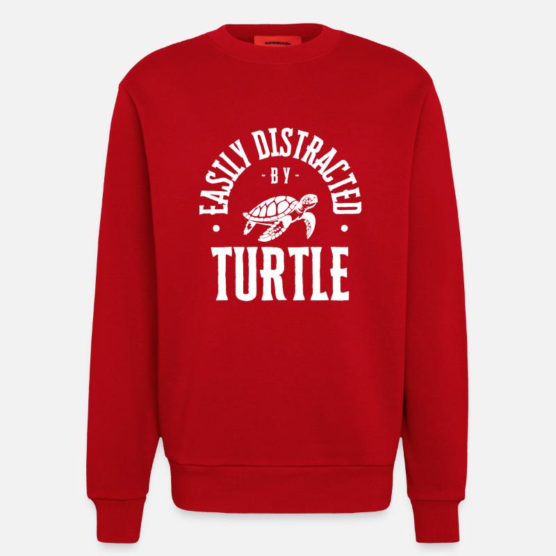 Easily Distracted by Turtle - Sweatshirt - made by SPREAD  - red