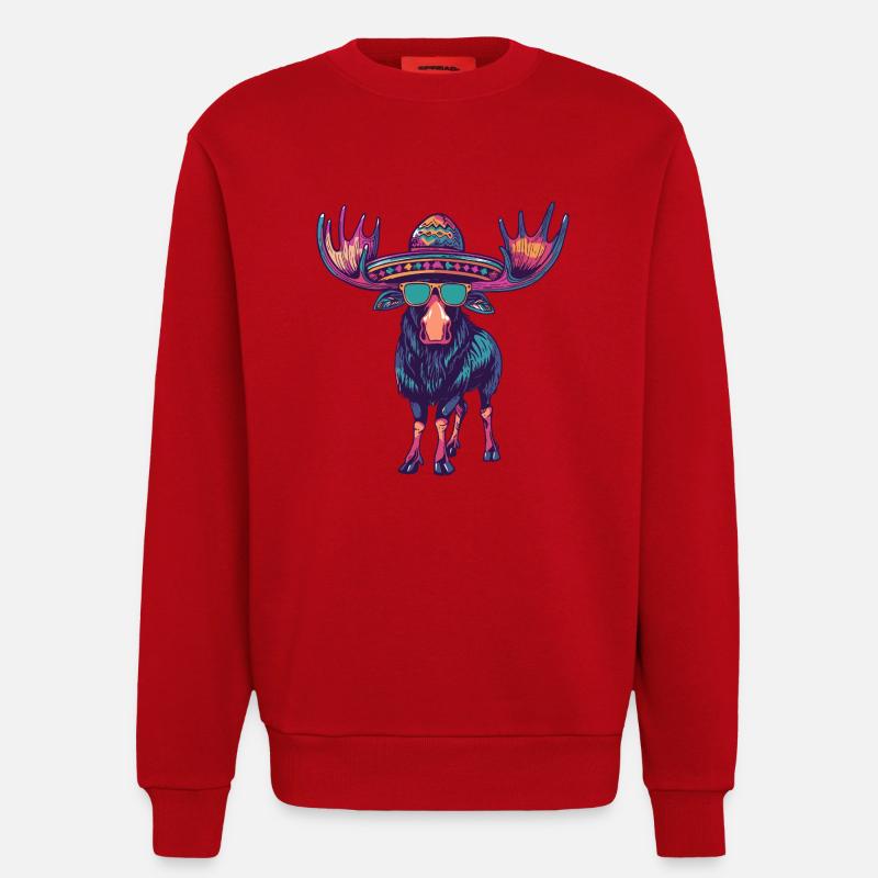 Elch Comic Lustig Sombrero - Sweatshirt - made by SPREAD  - Rot