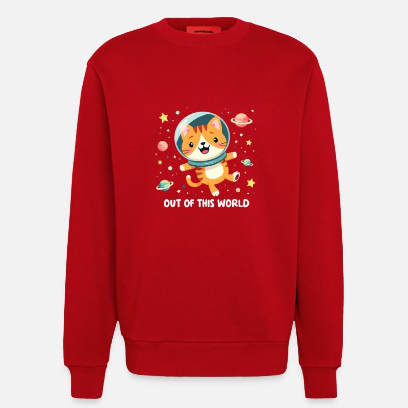CHAT DE L’ESPACE GALAXY - Sweat bio décontracté fabriqué en UE - rouge