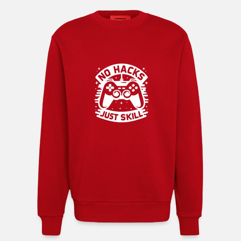 No Hacks Just Skill - Sweatshirt - made by SPREAD  - red
