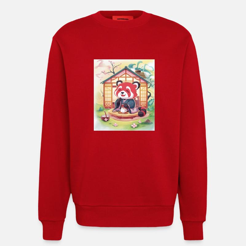 Red Panda Tea Pose - Sweatshirt - made by SPREAD  - red