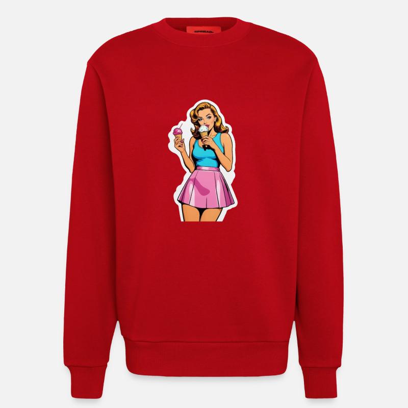 Retro Mädchen Eis essen - Sweatshirt - made by SPREAD  - Rot