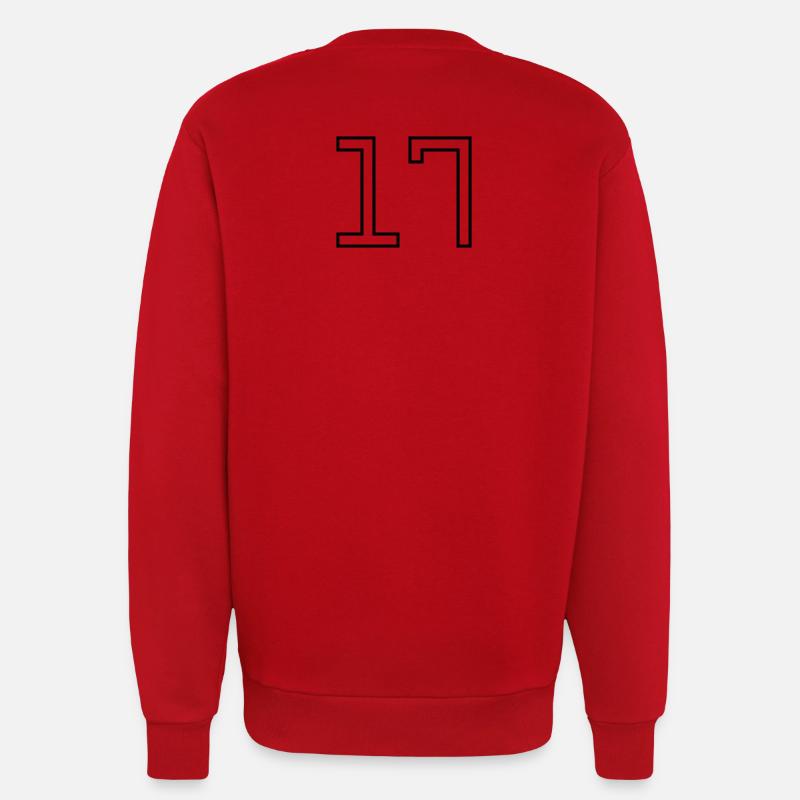 Numéro 17 (Style Université) - Sweat bio décontracté fabriqué en UE - rouge