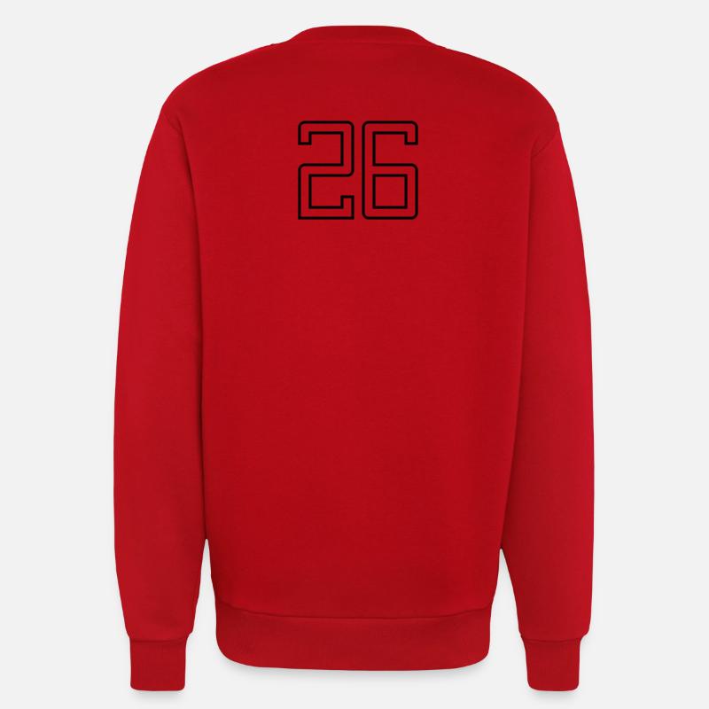 Numéro 26 (Style Université) - Sweat bio décontracté fabriqué en UE - rouge