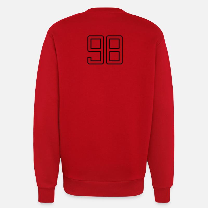 Numéro 98 (Style Université) - Sweat bio décontracté fabriqué en UE - rouge