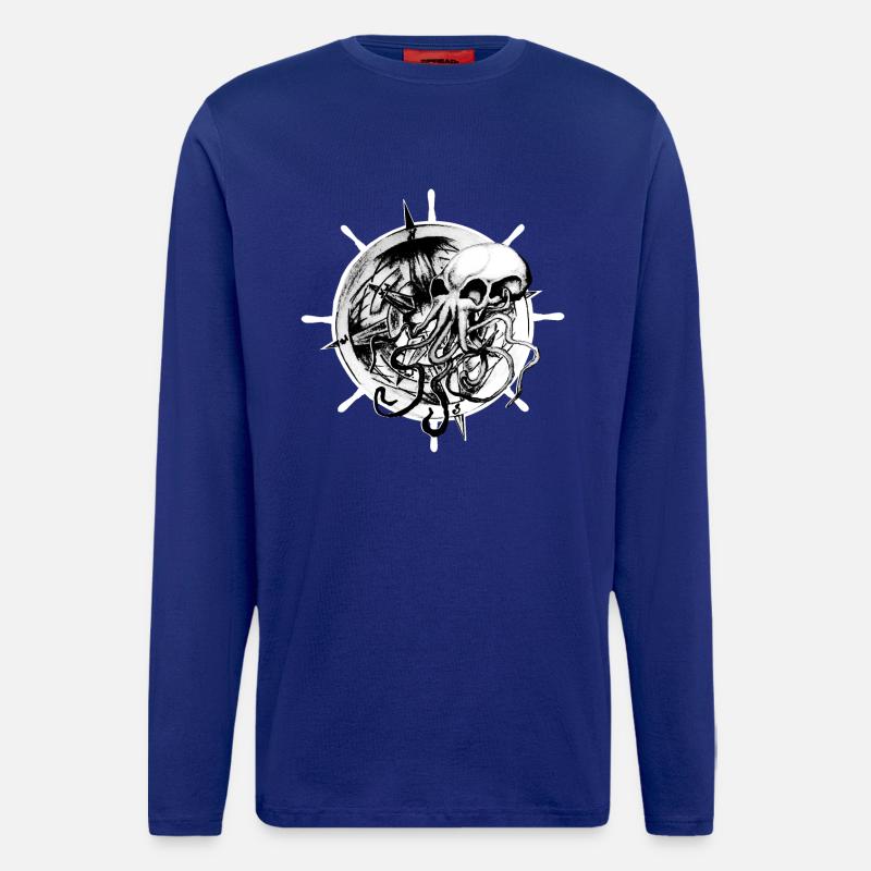 Oktopus Schädel Tattoo Design - Langarmshirt - made by SPREAD  - Iconic Blue