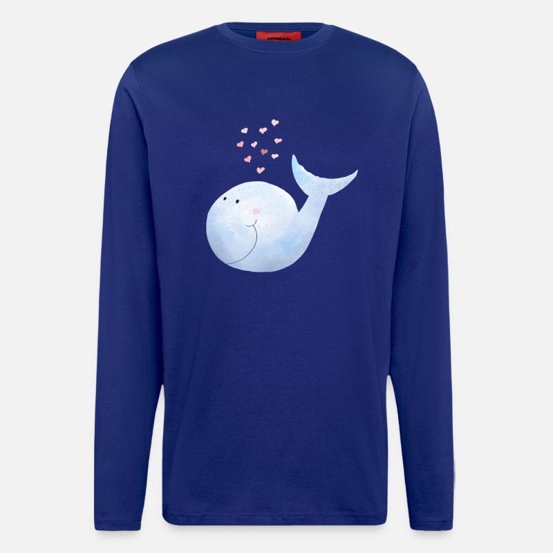 Wal versprüht Herzen I Blauwal Comic - Langarmshirt - made by SPREAD - Iconic Blue