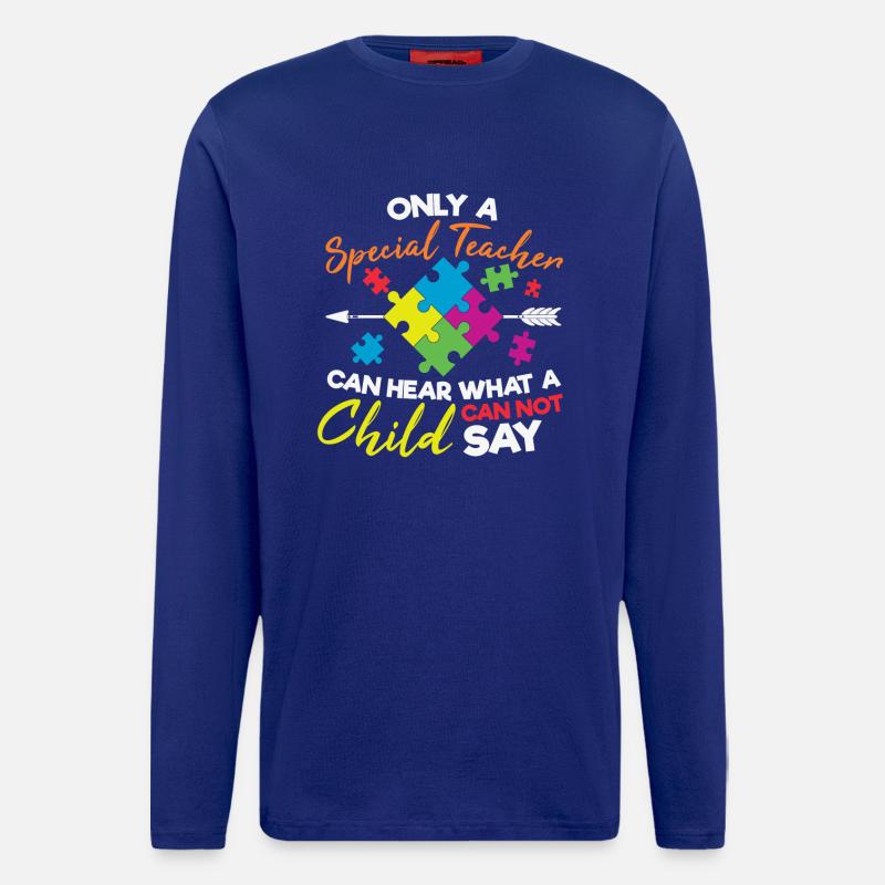 Autismus Bewusstsein Speziallehrer Puzzle - Langarmshirt - made by SPREAD  - Iconic Blue