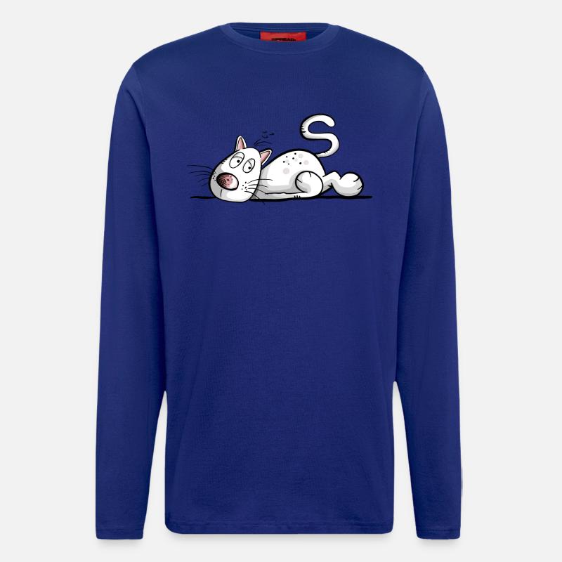 Müde Katze I Katzenfreunde Geschenk - Langarmshirt - made by SPREAD  - Iconic Blue