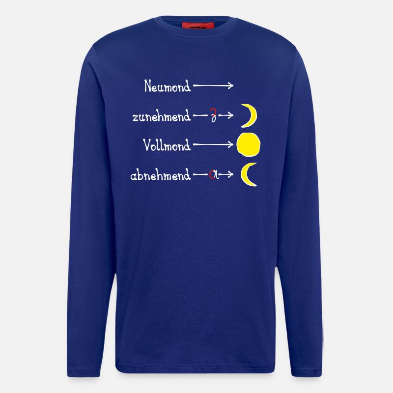 Mondphasen mit Eselsbrücke - hell - Langarmshirt - made by SPREAD  - Iconic Blue